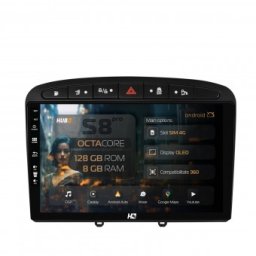 Navigatie Peugeot 308 408 (2008-2013) 8GB RAM Android 13 Octacore Slot Sim 4G DSP GPS Wi-FI Carplay Android Auto USB Bluetooth Waze Touchscreen 9 Inch