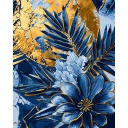 Set pictura pe numere, cu sasiu, Florile noptii - culori aurii, 40x50 cm