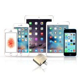 Mcdodo Adaptor Compact Lightning la port Lightning si port Jack 3.5mm Gold (aluminiu, audio + incarcare)