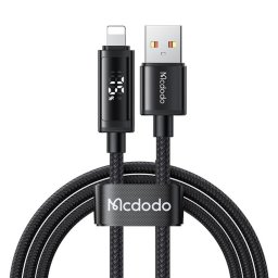 Cablu USB la Lightning 3A, 2x Afisaj LED 1.2m Black