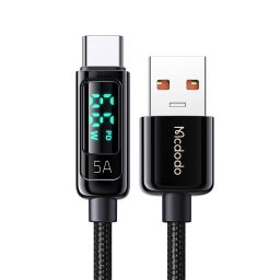Cablu Date si Incarcare USB-A - USB-C CA-8690 Display, 66W, 1.2m, Negru