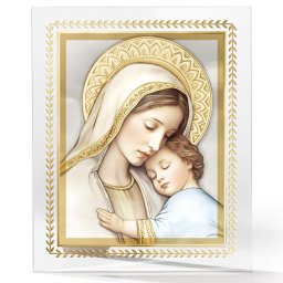 Icoana Maicii Domnului cu Pruncul 17x21 cm Sticla