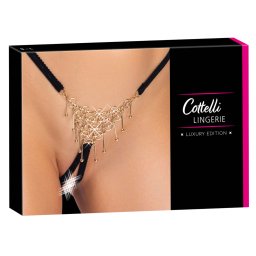 Cottelli - tanga deschis cu ornament - negru (S-L)