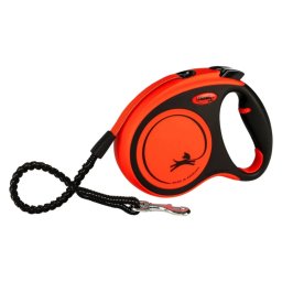 Lesa retractabila Flexi Xtreme, 5m/20 kg, Plastic/Nailon, Negru/Portocaliu, S