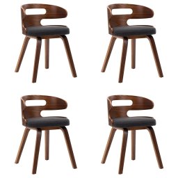 Scaune de bucatarie, 4 buc, gri închis, lemn curbat si textil GartenMobel Dekor