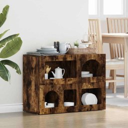 Bufet Stejar fumuriu 80.5 x 35 x 59 cm Lemn compozit GartenMobel Dekor