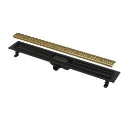 Set rigola dus BLACK EDITION cu capac auriu Alcadrain APZ10-BLACK BRASS Simple