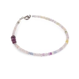 Bratara Safir multicolor discuri fatetate 3mm si Rubin discuri fatetate 4-5mm