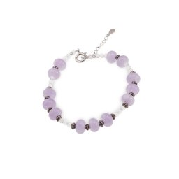 Bratara Ametist lavanda rondele 8mm, Cristal de stanca sfere fatetate 3mm si argint 925