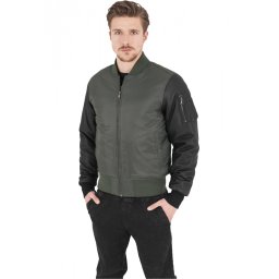Basic Bomber Leather Imitation Sleeve Jacket