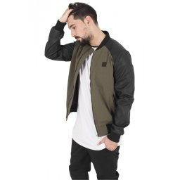 Cotton Bomber Leather Imitation Sleeve Jacket