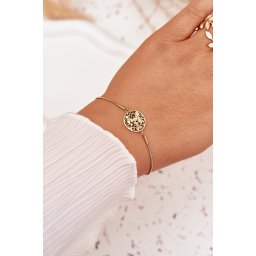 Brățară de damă cu pandantiv circular cu flori