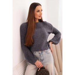 Kesi Włoski Women's sweater made of baby alpaca with puff sleeves graphite