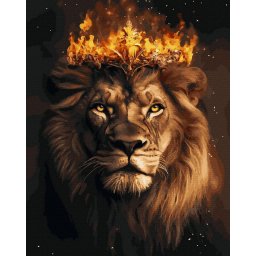 Set pictura pe numere, cu sasiu, Leu inflacarat, 40x50 cm