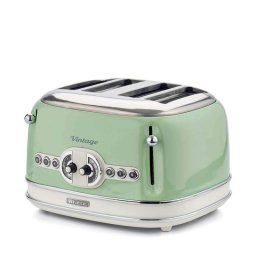 Prajitor de paine Ariete VINTAGE 0156/04, 1600W, 4 felii, 3 functii, 6 trepte, Tava firimituri detasabila, Verde