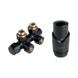 Novaservis - Set pentru radiatoare cu racord central, de colț, negru