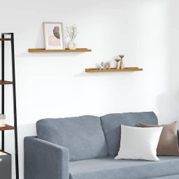 Raft de perete cu raft 2 pcs Bej 60 x 9 x 3 cm Lemn compozit GartenMobel Dekor