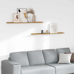 Raft de perete cu raft 2 pcs Bej 115 x 9 x 3 cm Lemn compozit GartenMobel Dekor