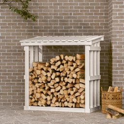 Rastel pentru lemne de foc, alb, 108x64,5x109cm, lemn masiv pin GartenMobel Dekor