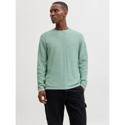 Jack & Jones Pulover tricotat barbati cu decolteu la baza gatului, Verde deschis (SELECTATI MARIMEA: XL)