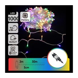 Aigostar - Ghirlandă LED pentru exterior, 1000 LED, 8 funcții, 53 m, IP44, multicolor