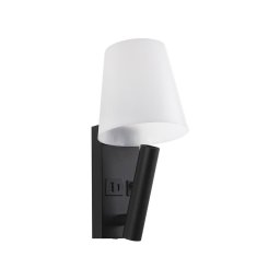 Lampă de perete LED cu port USB, 2W, 230V, 3000K, negru/alb