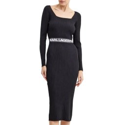 KARL LAGERFELD Rochie Lslv Logo Knit 246W1326 999 black