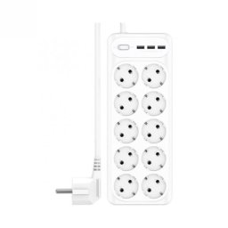 Prelungitor cu 10 x Schuko + 3 x USB-A Alb 2m, XO WL07