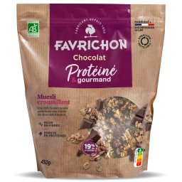 Musli crocant BIO cu 19% proteine si ciocolata Favrichon