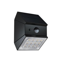 Aplică solară de perete cu senzor, LED 2,5 W / 3,7 V, IP65, 1200 mAh, negru