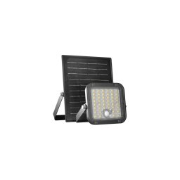 Proiector solar LED cu senzor, 10W, 3,7V, 4000K, IP65, 3600 mAh + telecomandă