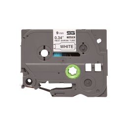 Tub termocontractabil compatibil Brother HSe-221, 9 mm, text negru pe alb, pentru identificare cabluri si conductori