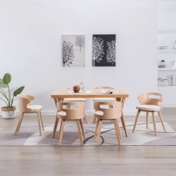 Scaune sufragerie 6 buc. lemn curbat crem si piele artificiala GartenMobel Dekor