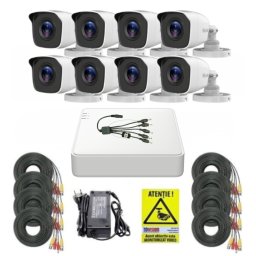 Sistem supraveghere Hilook, 8 camere 2MP IR 20m, DVR 8 canale 2MP, Accesorii montaj, Autocolant Rovision