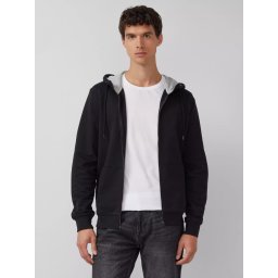 s.Oliver Hanorac barbati cu gluga din molton, Regular fit, Negru (SELECTATI MARIMEA: XL)