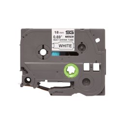 Tub termocontractabil compatibil Brother HSe-241, 18 mm, text negru pe alb, pentru identificare cabluri si conductori