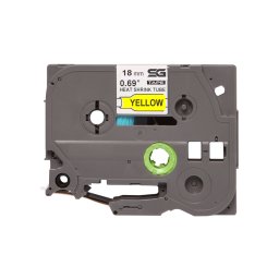 Tub termocontractabil compatibil Brother HSe-641, 18 mm, text negru pe galben, pentru identificare cabluri si conductori
