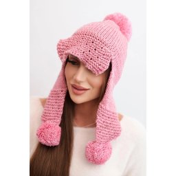 Kesi Women's winter cap with wool, visor and pom-poms K475 pink