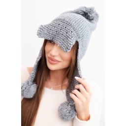 Kesi Women's winter cap with wool, visor and pom-poms K475 dark gray