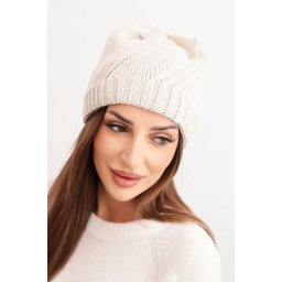 Kesi Women's winter cap with wool and stud embellishment K480 beige