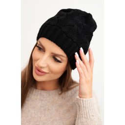 Kesi Women's winter hat with wool in a textured weave K432 black