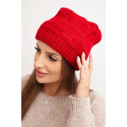 Kesi Women's winter hat made of wool with decorative weave K451 red