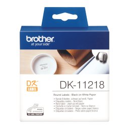 Banda de etichete rotunde Brother DK11218, 24mm diametru, rola 1000 etichete pentru imprimanta sau aparat etichetare brother