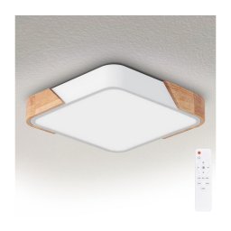 Brilagi - Corp de iluminat dimabil PILANA LED/48W/230V, stejar/alb, 42x42 cm + telecomandă