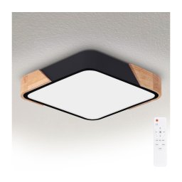 Brilagi - Corp de iluminat LED PILANA dimerizabil, 48W/230V, stejar/negru, 42x42 cm + telecomandă