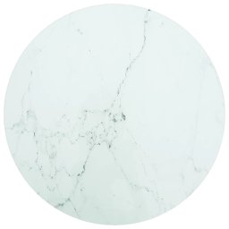 Blat masa, alb, Ø50x0,8 cm, sticla securizata, design marmura GartenMobel Dekor