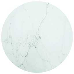 Blat de masa alb Ø90x1 cm sticla securizata cu design marmura GartenMobel Dekor