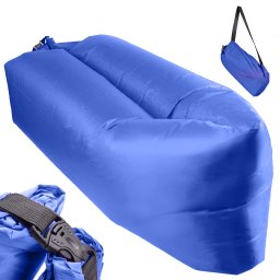 Saltea Autogonflabila "Lazy Bag" tip sezlong, 230 x 70cm, culoare Bleumarin, pentru camping, plaja sau piscina FAVLine Selection