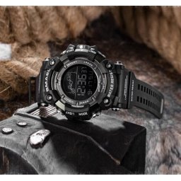 Ceas Militar pentru barbati, SMAEL, impermeabil, afisaj LED, culoare Negru FAVLine Selection