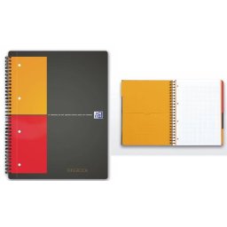 Caiet cu spirala A4+, OXFORD International Filingbook, 100 file-80g/mp, coperta carton rigid - mate